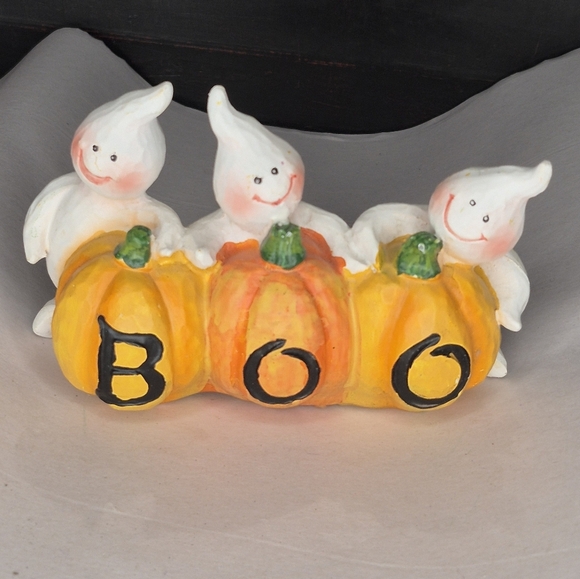 Source Unknown Other - Ghosts And Pumpkins "Boo" Wooden Halloween Figurine